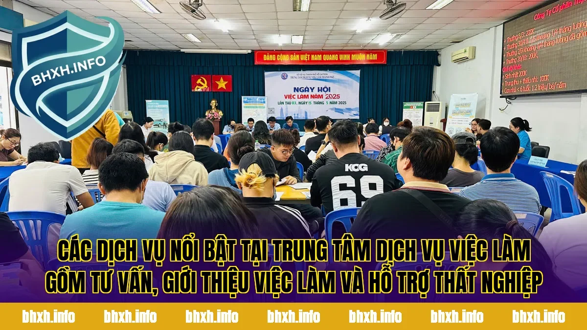 Các dịch vụ nổi bật tại trung tâm dịch vụ việc làm gồm tư vấn, giới thiệu việc làm và hỗ trợ thất nghiệp