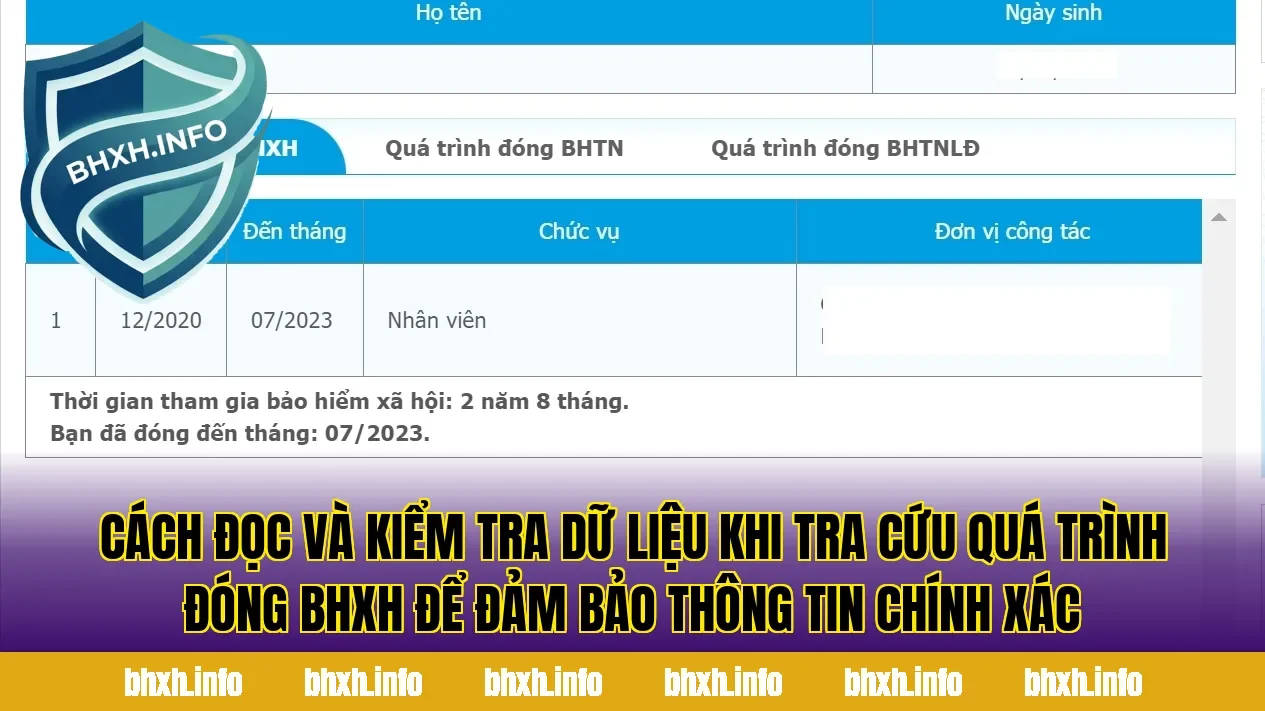 Cách đọc và kiểm tra dữ liệu khi tra cứu quá trình đóng BHXH để đảm bảo thông tin chính xác
