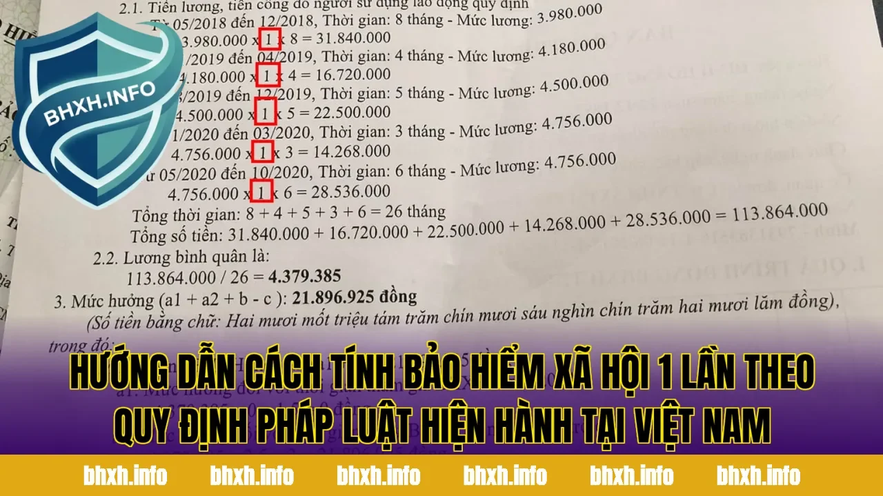 Hướng dẫn cách tính bảo hiểm xã hội 1 lần theo quy định pháp luật hiện hành tại Việt Nam